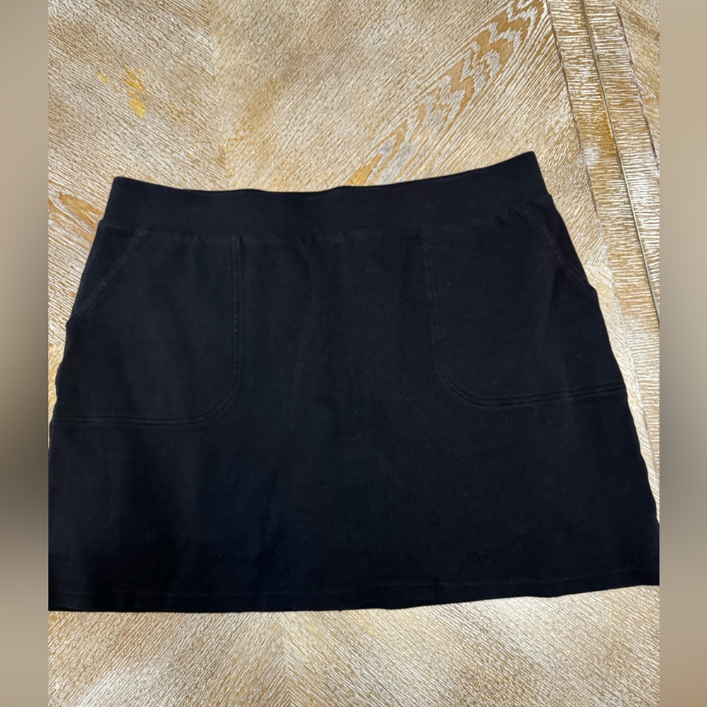 Croft & Barrow Black Skort XL Stretchy Waist 38” Length 17” Pockets 100% Cotton